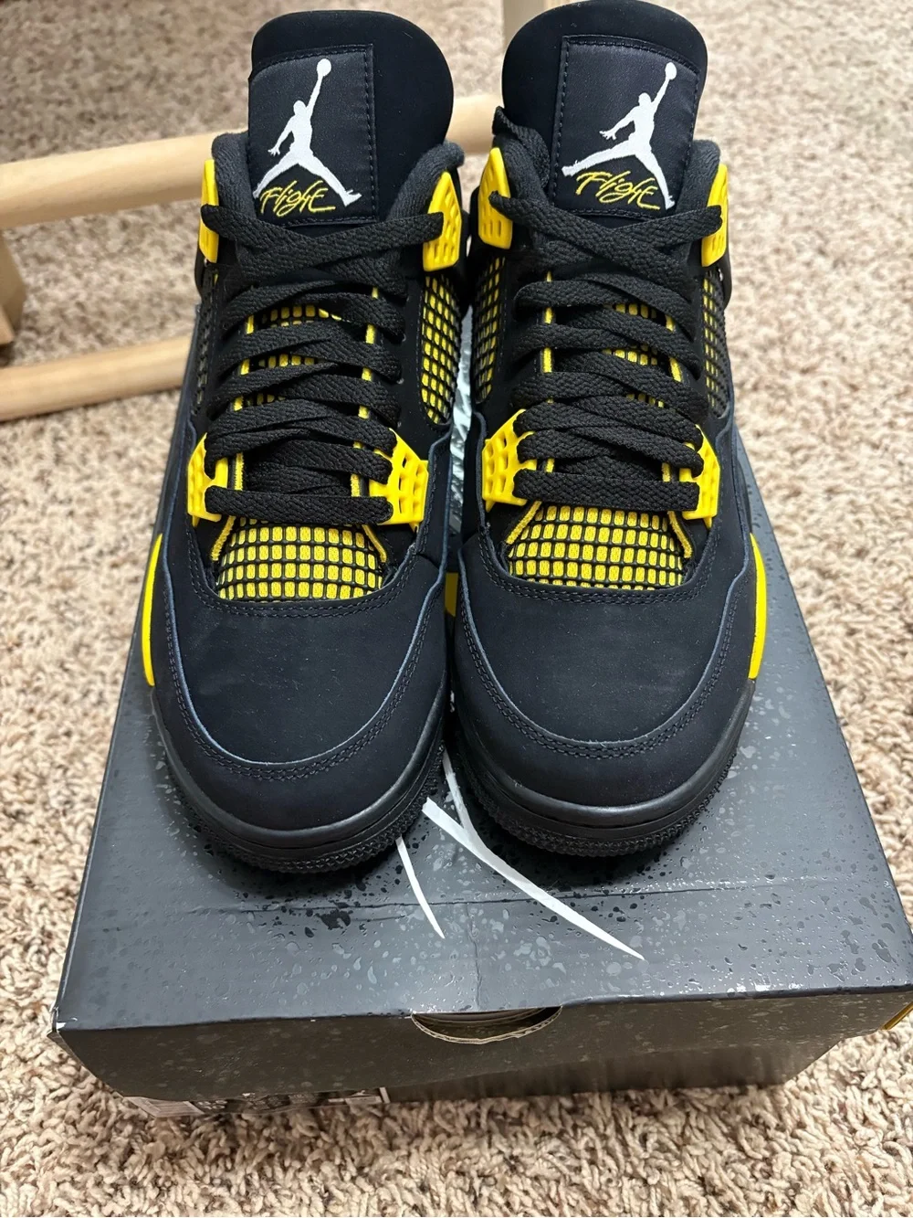 Nike Air Jordan 4 Retro - Black/Yellow Men’s Sneakers- Lightening 4s
